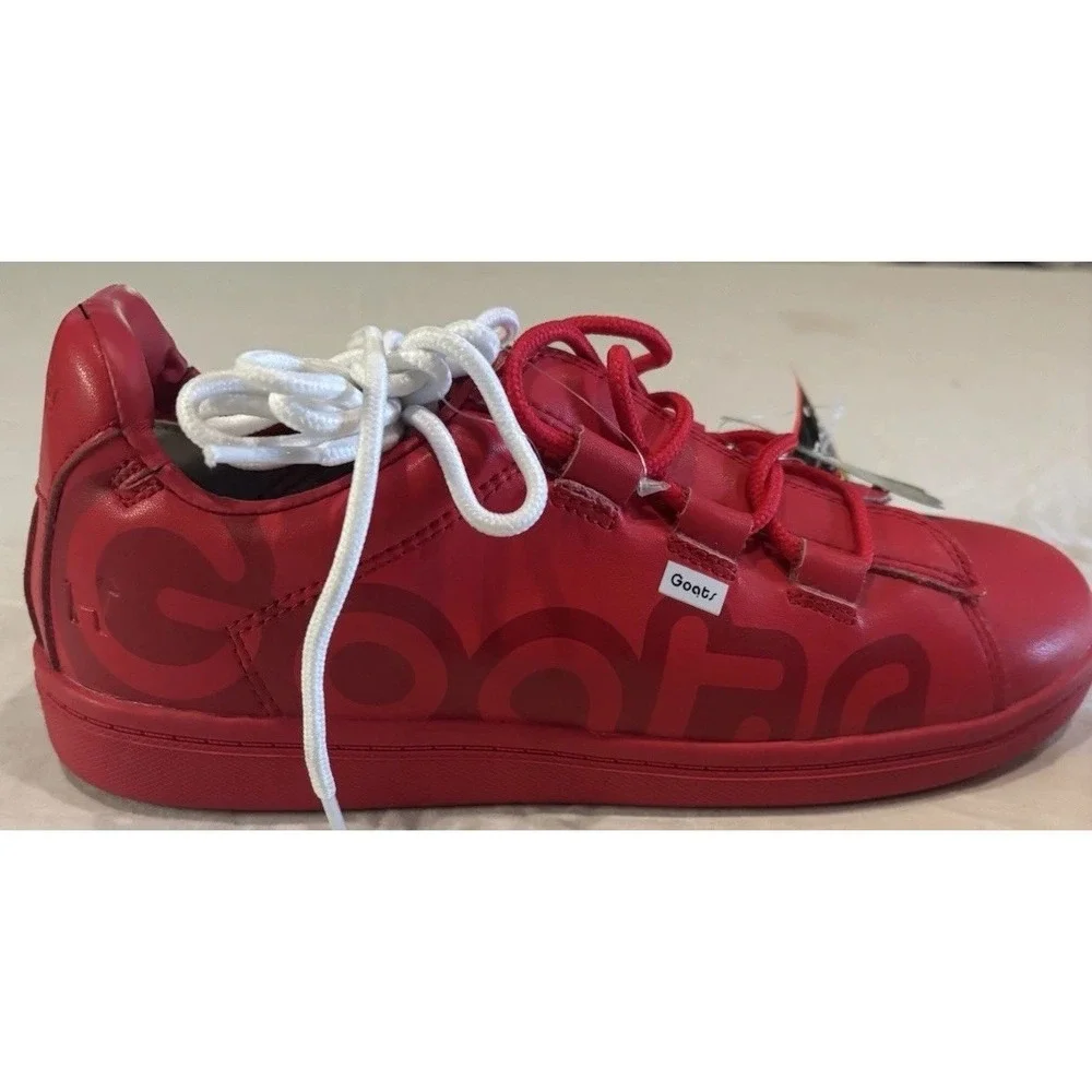 NWT Goats 454W Red Leather Sneakers W/ NatureTex 100% Sustainable W 2 Laces 8.5